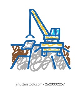 guindaste construção de estrada ícone doodle esboço vetor. sinal de construção de estrada de guindaste. ilustração símbolo isolado
