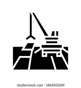 Kranstraßenbau-Symbol-Vektorgrafik. Kranstraßenbauzeichen. isoliertes Kontursymbol