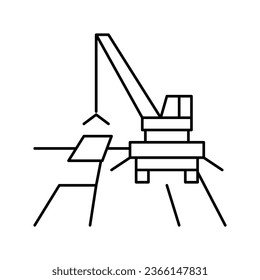 vector de icono de la línea de construcción de la carretera de grúa. señal de construcción de grúas. símbolo de contorno aislado ilustración negra