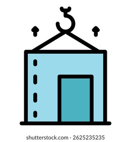 Crane room lift icon. Outline crane room lift vector icon color flat isolated