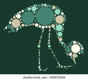 crane shape vector design by color point
