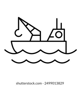 Crane ship icon in thin line style Vector illustration graphic design 