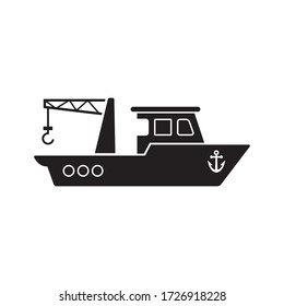 Crane ship icon vector simple design