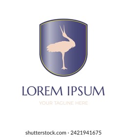 Crane silhouette of bird. Logo template design for a zoo, nature conservation or farm. Vector illustration.