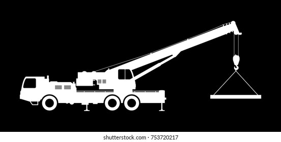 Crane Silhouette on a black background. Vector illustration.