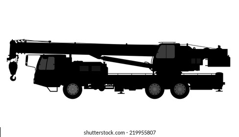 Crane. Silhouette on a white background. Vector illustration.