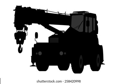 Crane Silhouette on a white background. Vector illustration.