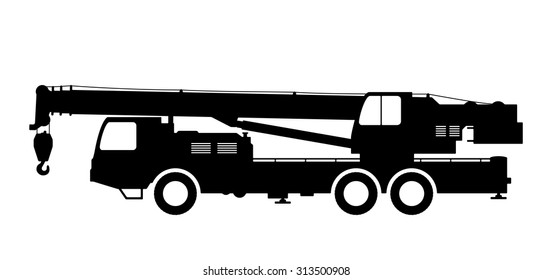 Crane Silhouette on a white background. Vector illustration.