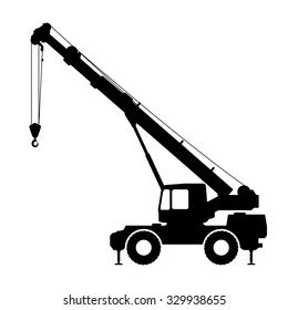 Crane Silhouette on a white background. Vector illustration.