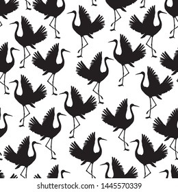 crane silhouette pattern, birds, vector, illustration