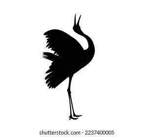 Crane silhouette, vector drawing. Image of a flamingo posing in a beautiful pose.Vector illustration.