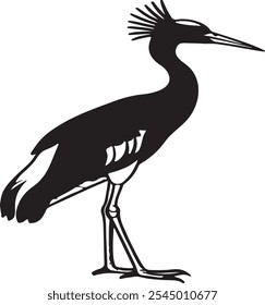 Crane silhouette vector style writh white background