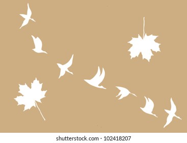 crane in sky on brown background, vector illustration
