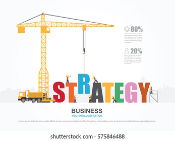 Crane and strategy building. Infographic Template. Vector Illustration.