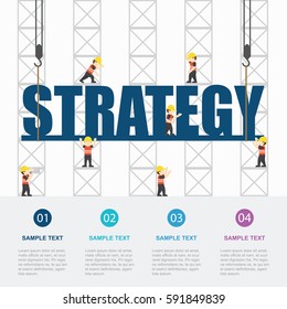 Crane and strategy building. Infographic Template. Vector Illustration.
