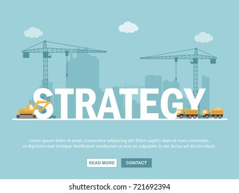 Crane and strategy building. Infographic Template. Vector Illustration.