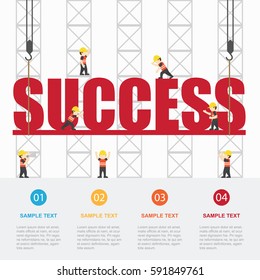 Crane and success building. Infographic Template. Vector Illustration.