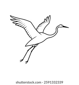 crane taking flight line art