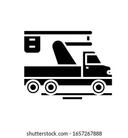 Crane technic black icon, concept illustration, vector flat symbol, glyph sign.