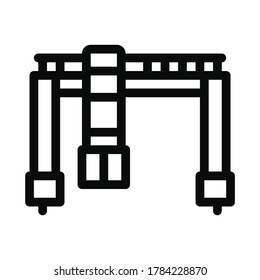 terminal de grúa con vector de icono del contenedor. terminal de la grúa con el signo del contenedor. ilustración de símbolo de contorno aislado
