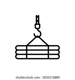 Crane thin line icon. Modern vector illustration of building equipment or logistics service.