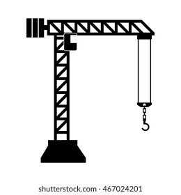 crane tower machinary hang hook construction industrial vector graphic isolated illustration