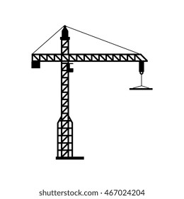 crane tower machinary hang hook construction industrial vector graphic isolated illustration