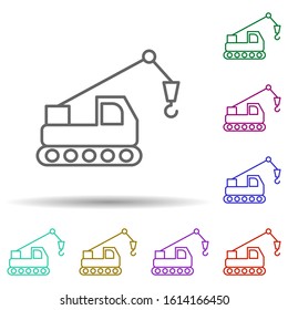 Crane tractor in multi color style icon. Simple thin line, outline vector of consruction machinery icons for ui and ux, website or mobile application