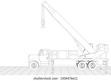 crane truck 3d illustration 
sketch 