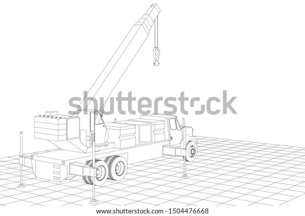 crane truck 3d\
illustration \
sketch 
