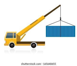crane truck with container 
