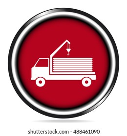 Crane truck and equipment construction button, Car service icon badge illustration