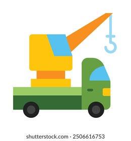 Crane Truck Flat Icon Design For Personal nad Commercial Use