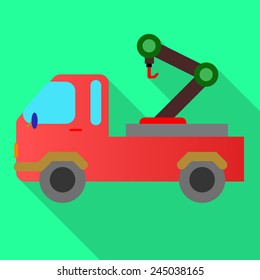 crane truck flat style Icon and illustration