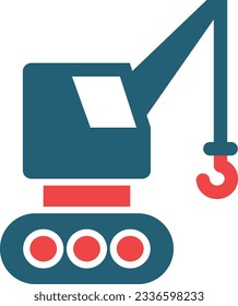 Crane Truck Glyph Two Color Icon For Personal And Commercial Use.
