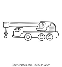 Crane truck icon from construction outline collection. Isolated on white background. Educational concept for coloring book page for kids