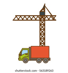 crane and truck icon image vector illustration design 