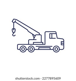 crane truck icon, line vector