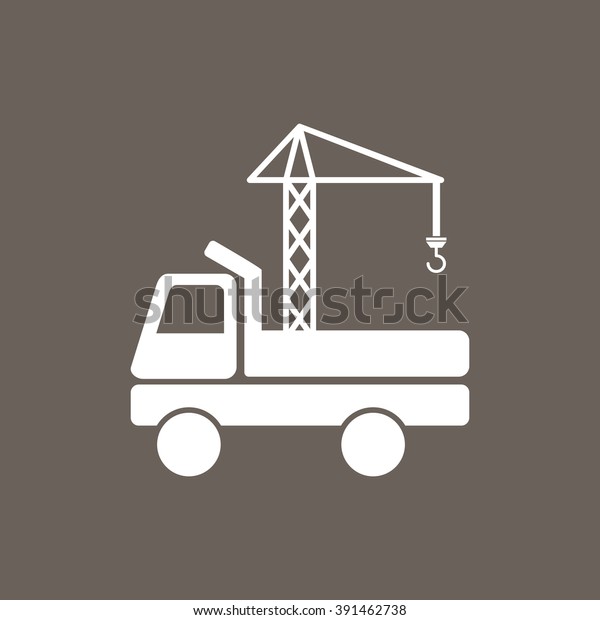 Crane Truck Icon\
on Dark Gray Color.\
Eps-10.