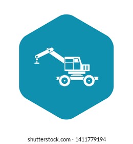 Crane truck icon in simple style isolated vector illustration