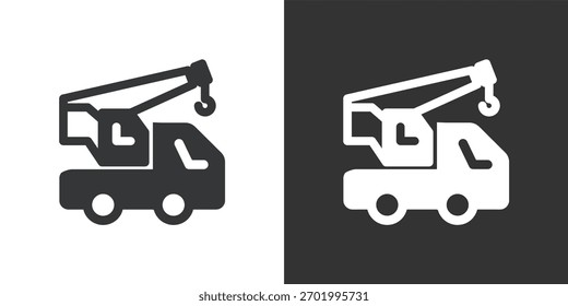 Ícone do Crane Truck. Ícone de série de glifos sólidos