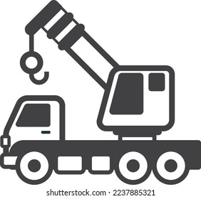 crane truck illustration in minimal style isolated on background