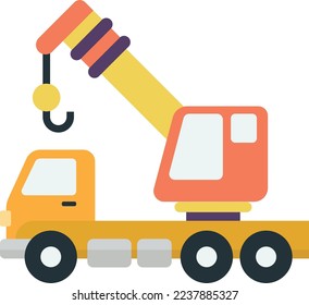 crane truck illustration in minimal style isolated on background