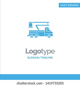 Crane, Truck, Lift, Lifting, Transport Blue Solid Logo Template. Place for Tagline