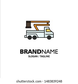 Crane, Truck, Lift, Lifting, Transport Business Logo Template. Flat Color