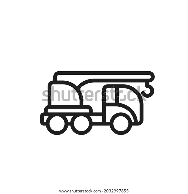 crane truck line
icon. construction vehicle and transport symbol. isolated vector
image in simple style