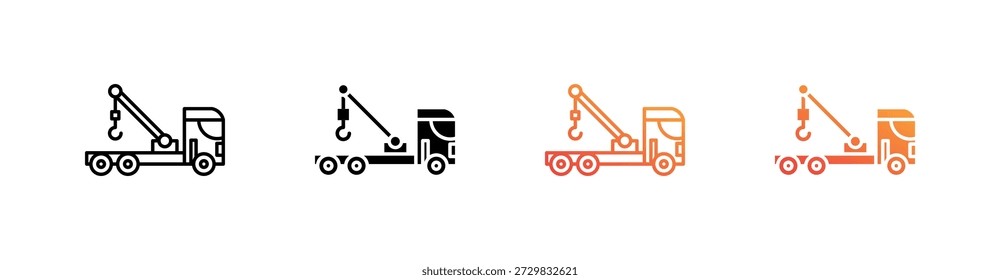Coleção de Conjunto de Ícones de Estilo Múltiplo Crane Truck