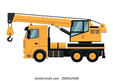 crane truck on white background ready to operate