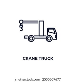 crane truck  outline icon. Linear vector from construction concept. Thin line crane truck  icon isolated on white background