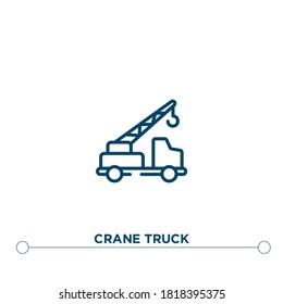 crane truck outline vector icon. simple element illustration. crane truck outline icon from editable construction concept. can be used for web and mobile

